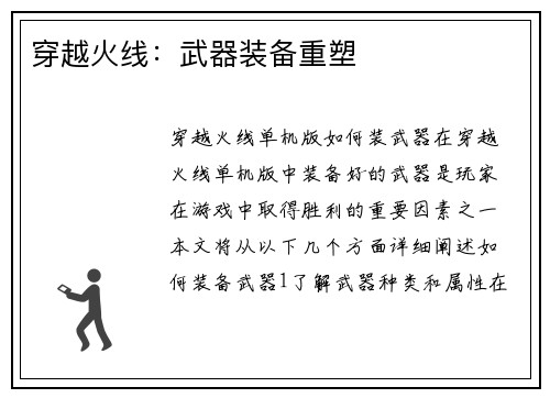 穿越火线：武器装备重塑